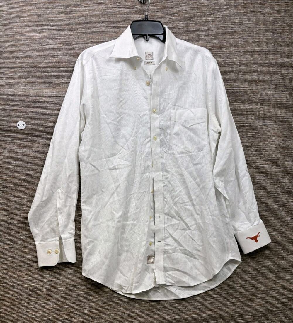 Peter Millar Nanoluxe Shirt Mens Size M White Long Sleeve Embroidery *READ